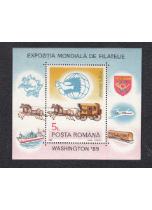 1989  Romania Foglietto Esposizione Mondiale Filtelia 